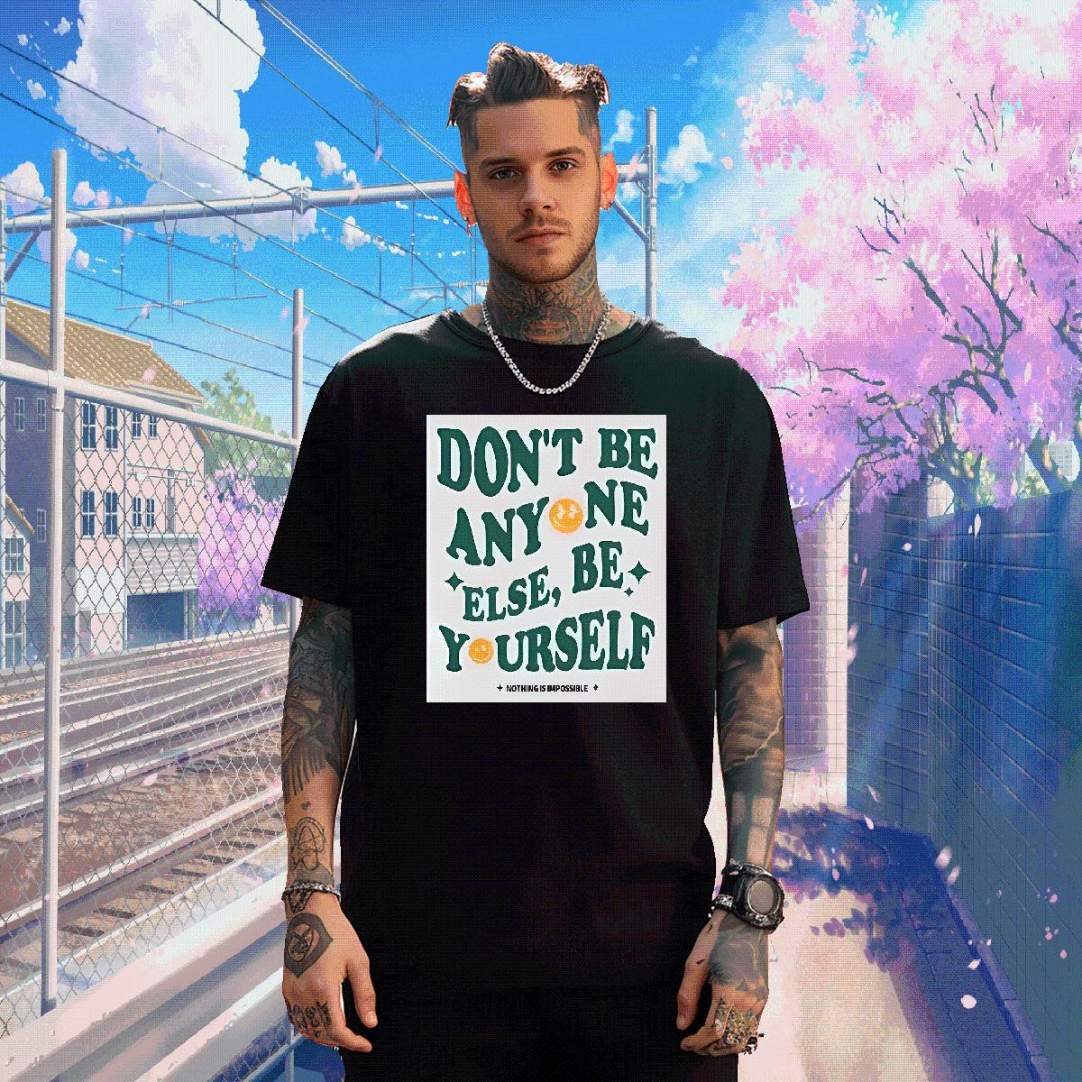 Fashion New T shirt nothing is impossible 230g Cotton Black Oversized Men Clothes T-Shirt Beach O-Neck Short Sleeve Cotton Cool Tshirts