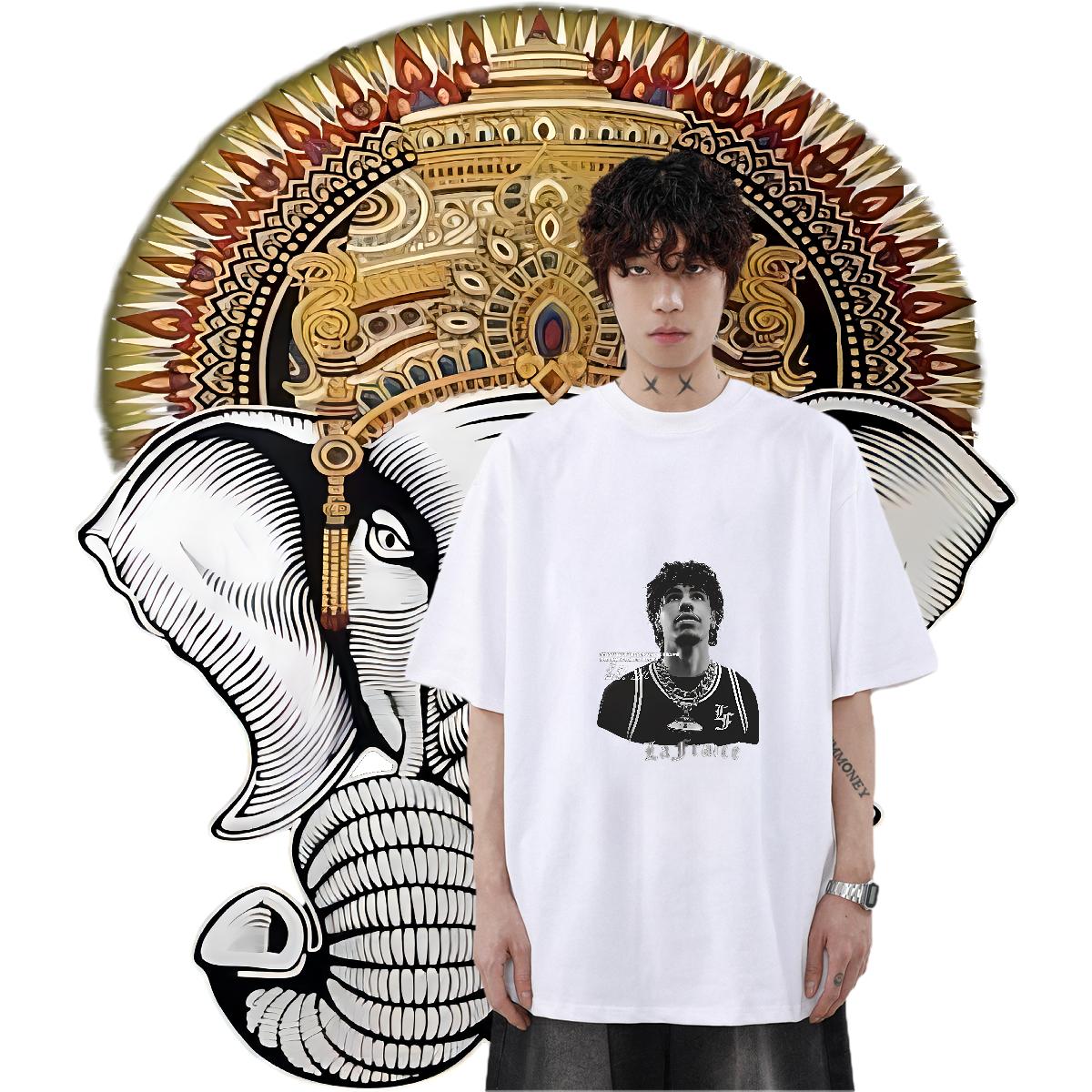 5A Men Clothes T-Shirt Crew Neck Cotton Street Casual T shirt DIY Printed Customized Clothings