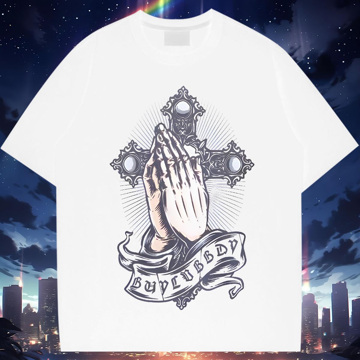 Cool T Shirts Men CY240709131-PR 230g 100% Cotton Daily Wear Crew Neck Cotton Breathable Couples T Shirts Brand Floral Print Polos