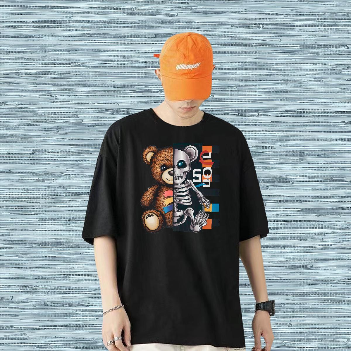 Brand T Shirt For Man bear 230g Cotton Casual Crew Neck Cotton Men Clothes T-Shirt Custom Oversized Tops