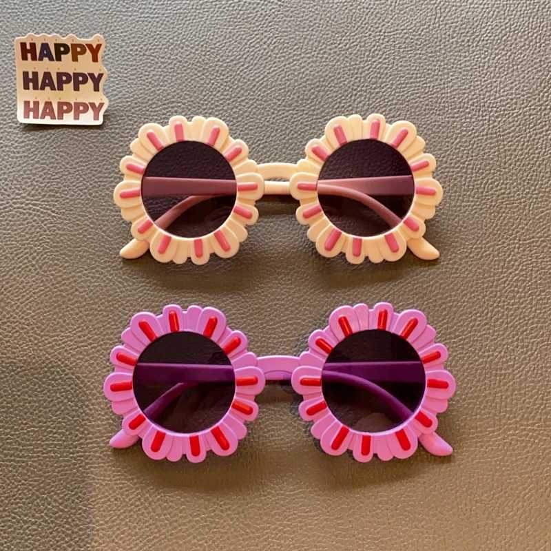 Sunglasses 2023 New Children Cute Colorful Round Flowers Sunglasses UV400 Fashion Outdoor Girls Boys Protection Sunglasses Kids Sun Glasses