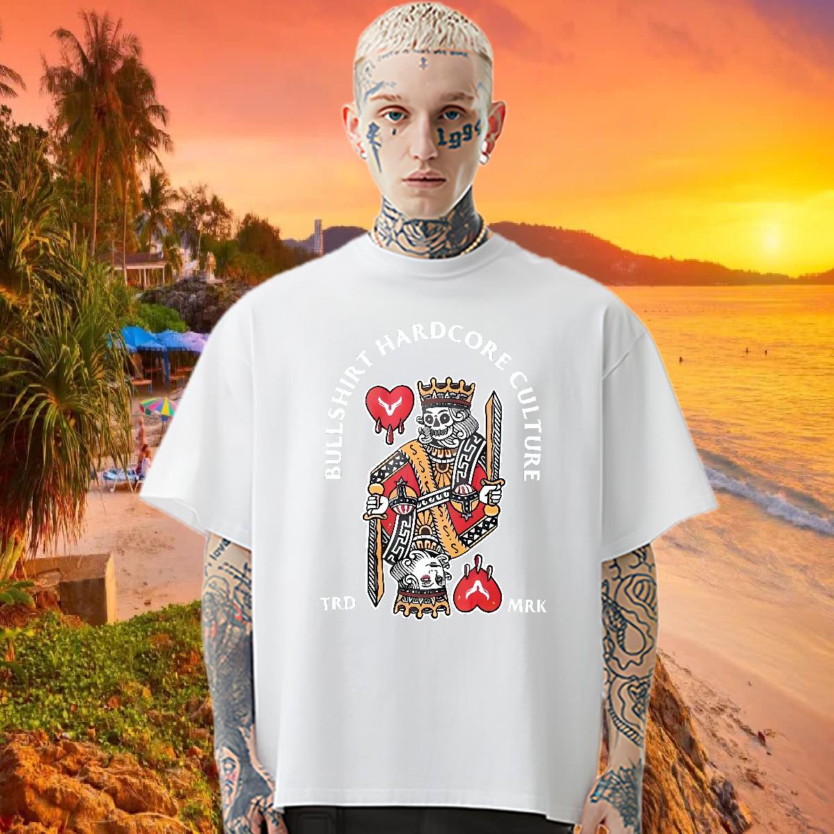 Fashion Casual Mens T Shirts fashion 230g 100% Cotton Graphic Hip Hop Men Clothes T-Shirt Breathable Short Sleeve Loose