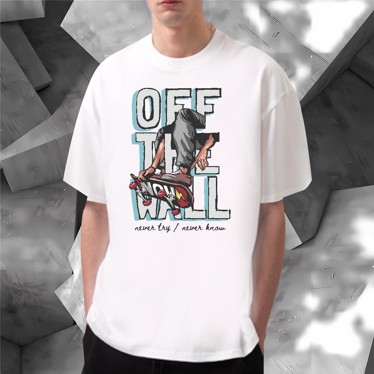 Loose Men Tops Tees Graffiti Art 230g Cotton Crew Neck Cotton Casual Beach T-Shirts Graphic Classic Tops Shirt