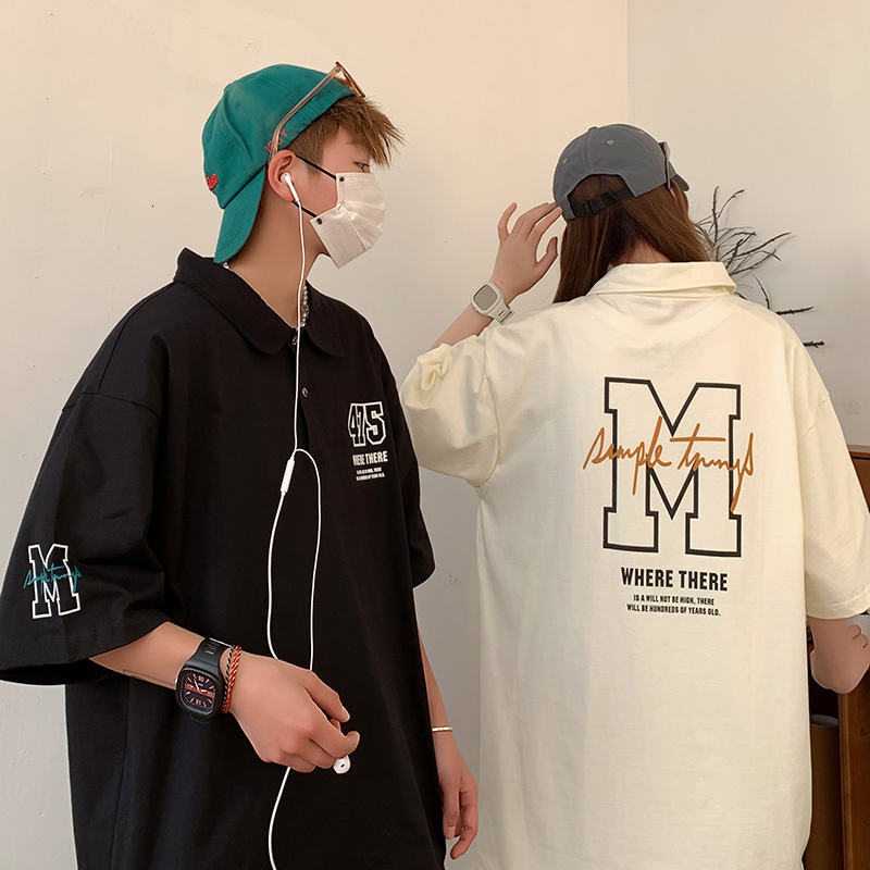 Men's short sleeved polo shirt summer trendy Instagram handsome versatile loose collar top