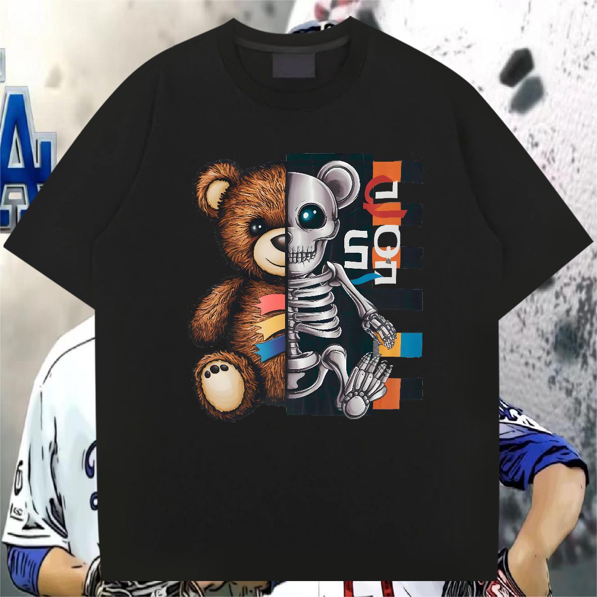 Comfortable Man T Shirts bear 230g 100% Cotton Sport Cotton Breathable Mens Tshirts Fashion Design Skull Clothings