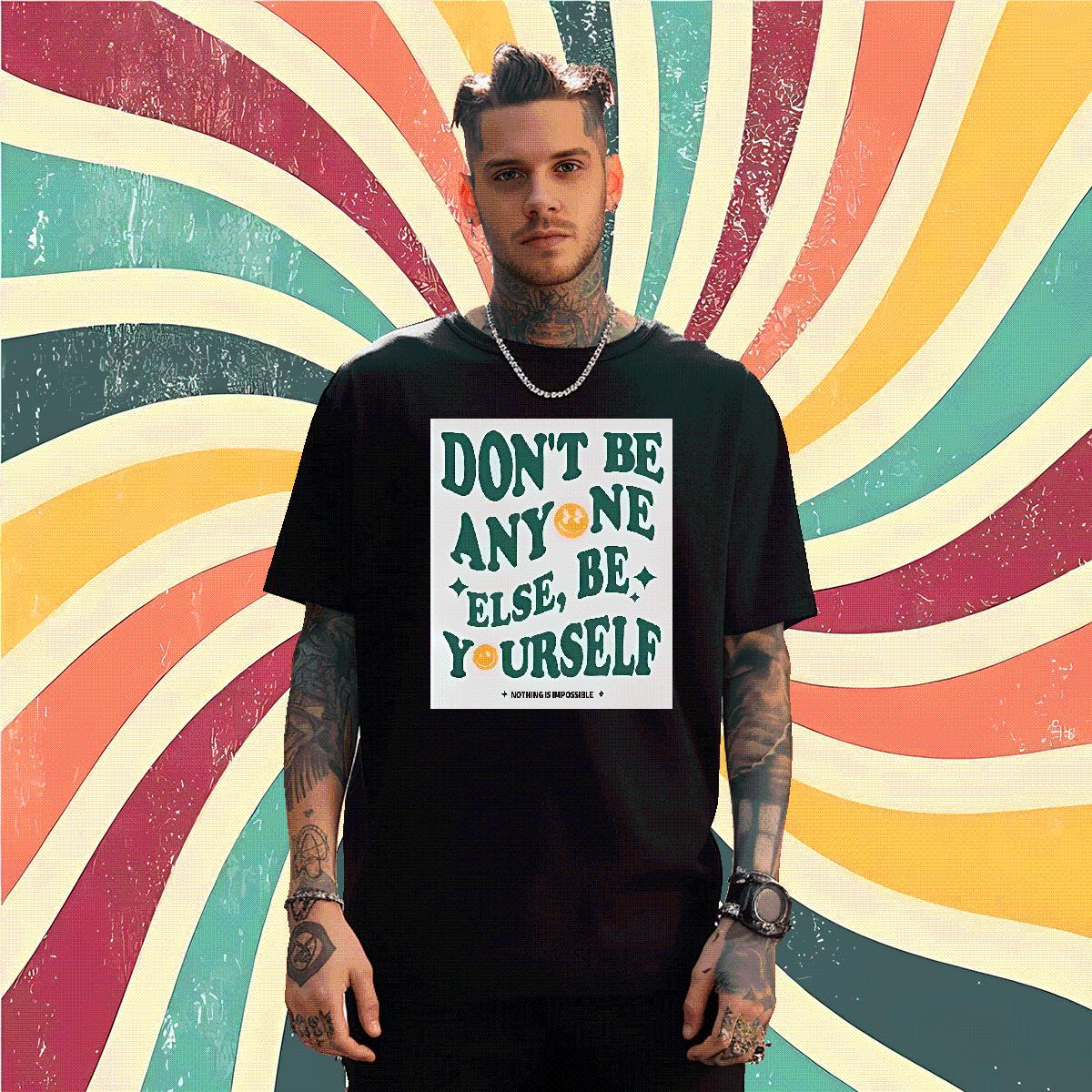 5A Men Tshirts nothing is impossible 230g Cotton Short Sleeve Cotton O-Neck Hip Hop T shirt Plus Size Cartoon DIY Customized Tops