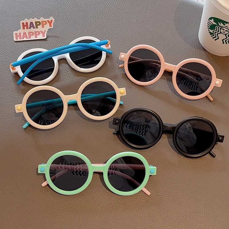 Sunglasses 2023 Childrens Retro Sunglasses Boys Girls Cute Cartoon Double Colors Round Frame Sunglasses UV Protection Classic Kids Glasses