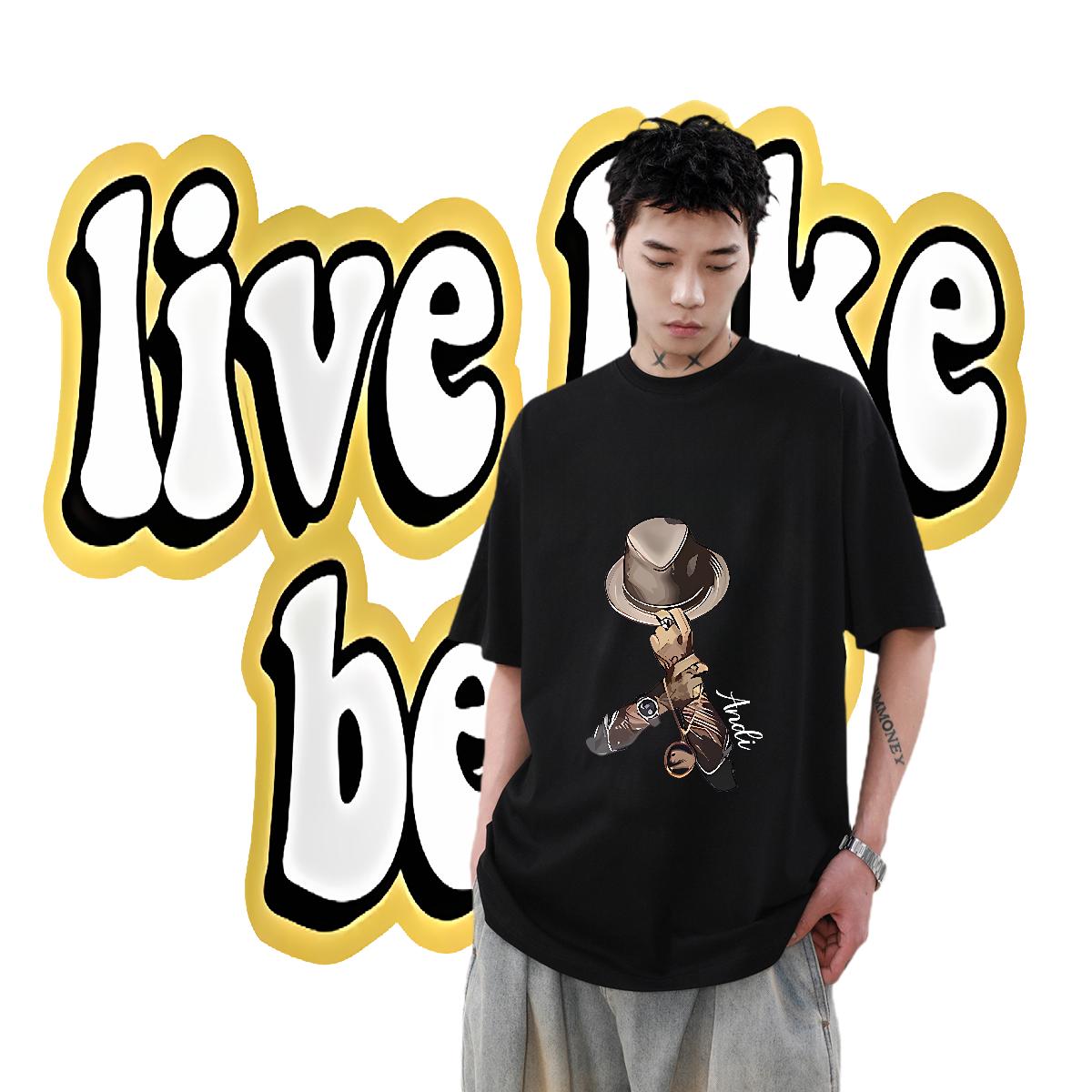 Loose Men Tshirts Breathable Crew Neck Hip Hop Street Men T Shirts Anime Print Designer Fashion Top Tees