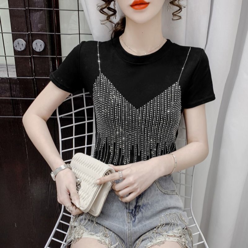 Women's Sleeved Casual Versatile Summer New T-shirt Slim Fitting Niche Design Sense Fashion Short Top