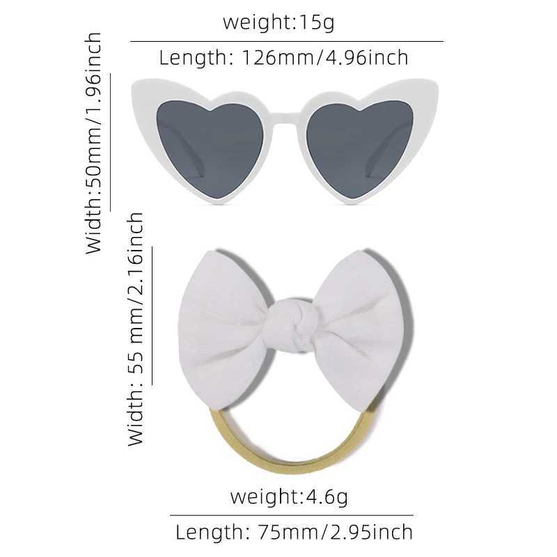 Sunglasses 2 Pcs/Set New Children Fashion Colors Special Heart Sunglasses UV400 Soft Bowknot Headbands Headwear Set Lovely Hair Accessories
