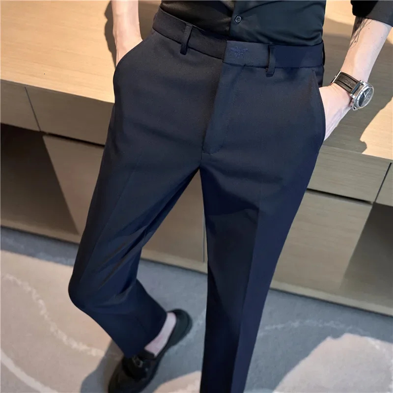 Men Solid Boutique Suits Pants Male Formal Wear Wedding Dress Trousers Quality Men British Style Business Casual Suit Pants 42 240708