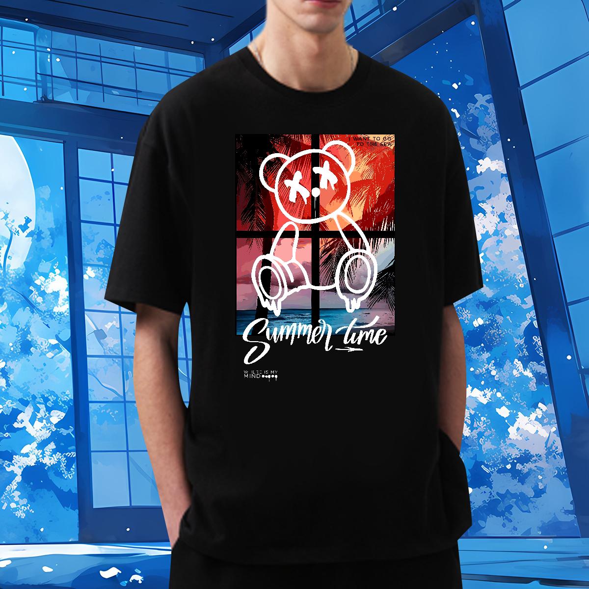 Soft Men Tshirts Graffiti Art 230g Cotton Cotton O Neck Short Sleeves Spring Summer T Shirts Men DIY Logo Fashion Design Tees Shirts