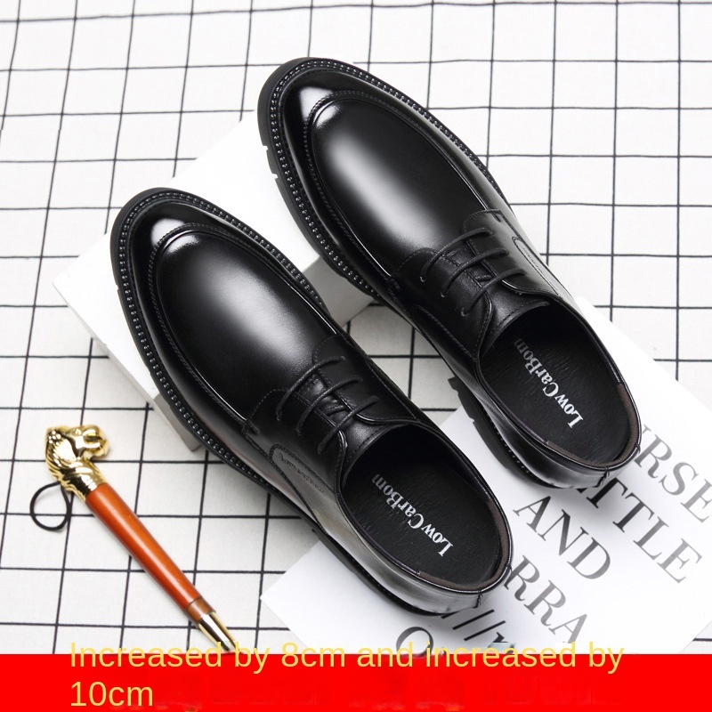 Genuine Leather Thick Soled Business Dress Shoes For Men Heighten Shoe Height Platform Casual Party Banquet Daily Lace-Up Boots