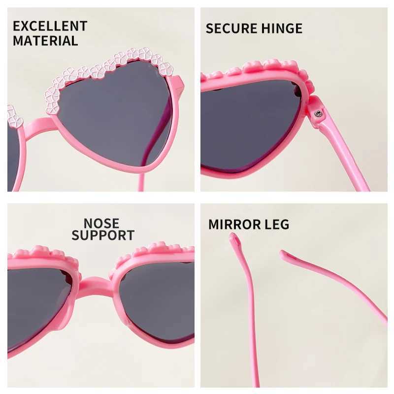 Sunglasses Kids Cute Acrylic Heart Flower UV400 Sunglasses Boys Girls Outdoor Sun Protection Sunglasses Children Eye Protection Glasses