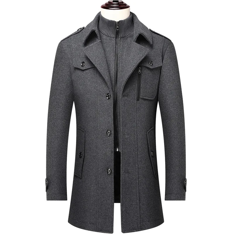 Men Business Casual woolen overcoat Top Grade Man Jacket Arrival Classic Long double Collar Coat Keep Warm parka 240711