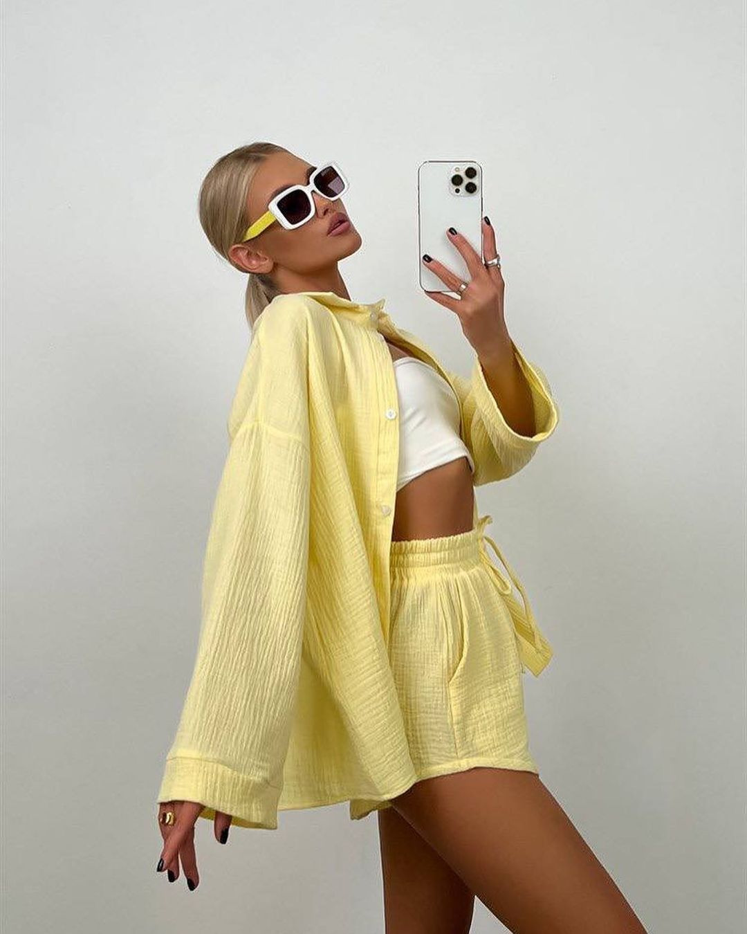 Women's Tracksuits Summer Elegant Solid Fashion Shorts Suit Women Vintage Shirts Tops And Pants 2 Pieces Set Female Casual Outfits Clothes