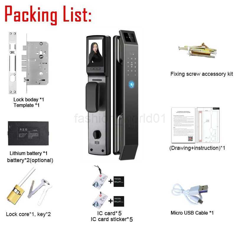 Door Locks 3D Face Recognition Unlock Digital Lock With Camera FIngerprint Password Keyless Electronic 231212X240716