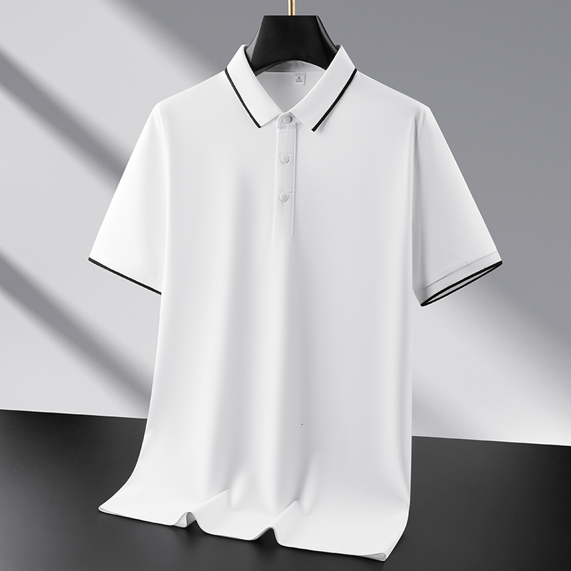 Summer Micro Wide New Short T-shirt Youth Men's Casual Fashion Solid Color Half Sleeve Collar Polo Shirt