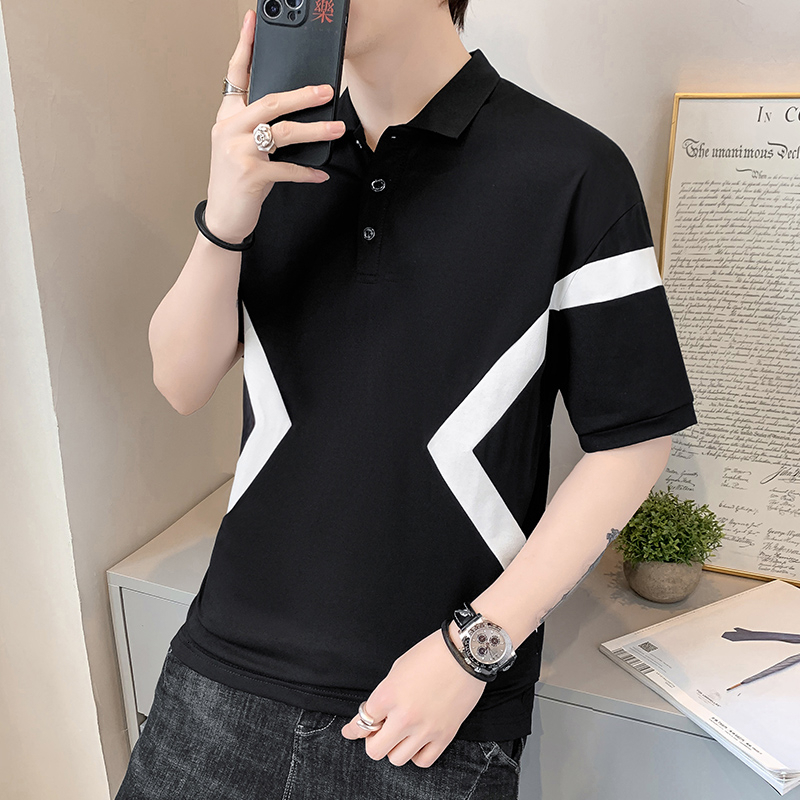 Short sleeved T-shirt, summer trendy brand polo shirt, men's unisex casual versatile loose fitting T-shirt top