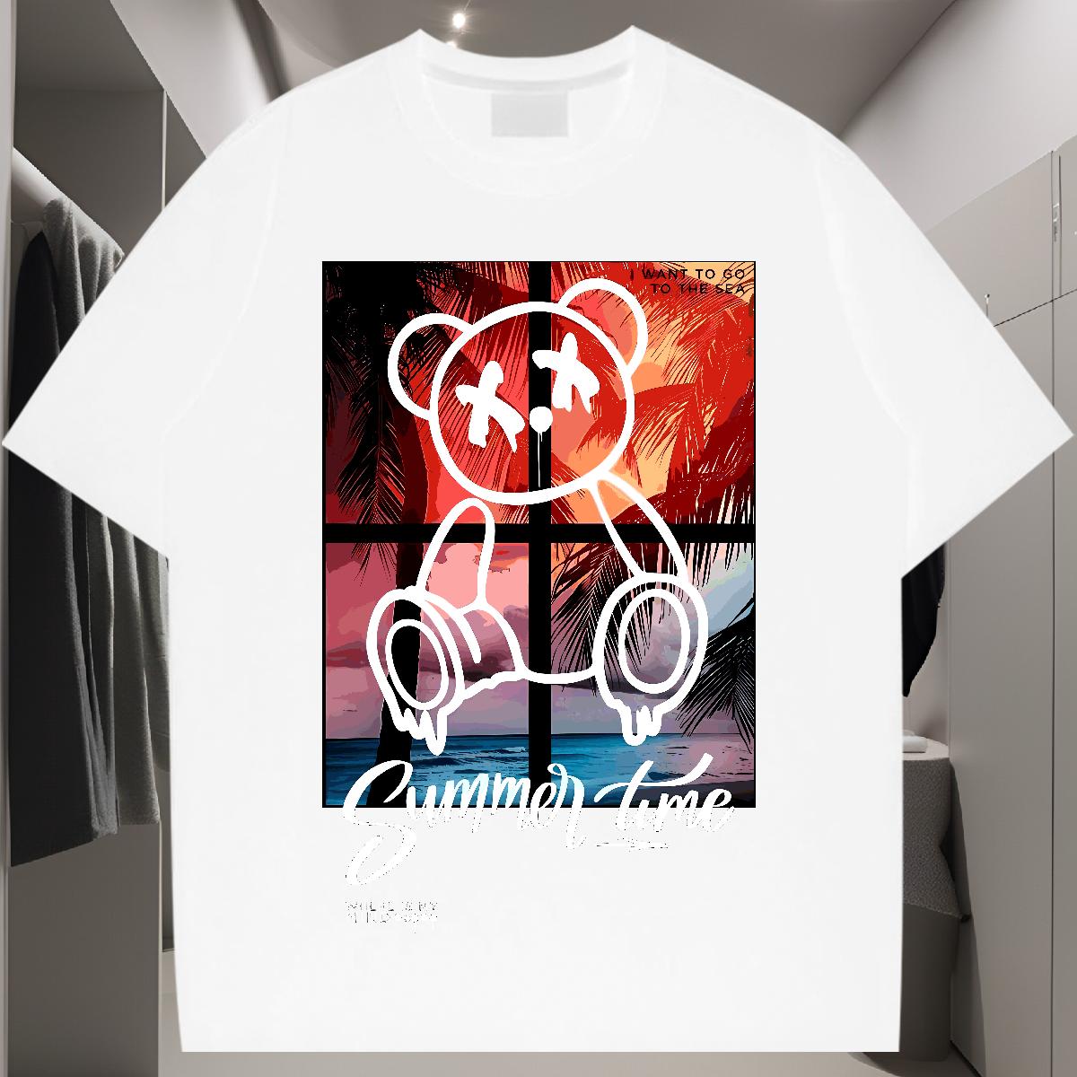 Customized Man T Shirts Graffiti Art 230g Cotton Custom Printed Men Clothes T-Shirt Casual Daily Wear Crew Neck Cotton Wholesale Tee Shirt