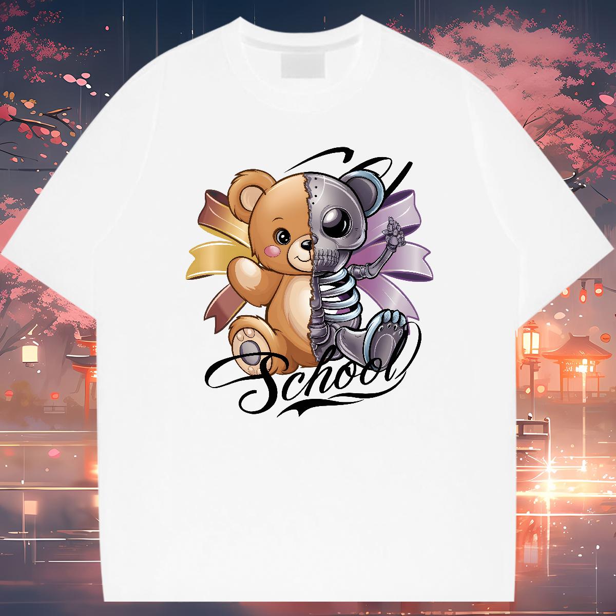 High Quality T Shirts Men bear 230g Cotton Hip Hop Street Crew Neck Cotton Tshirt for Man Woman Fashion New Customized Clothes