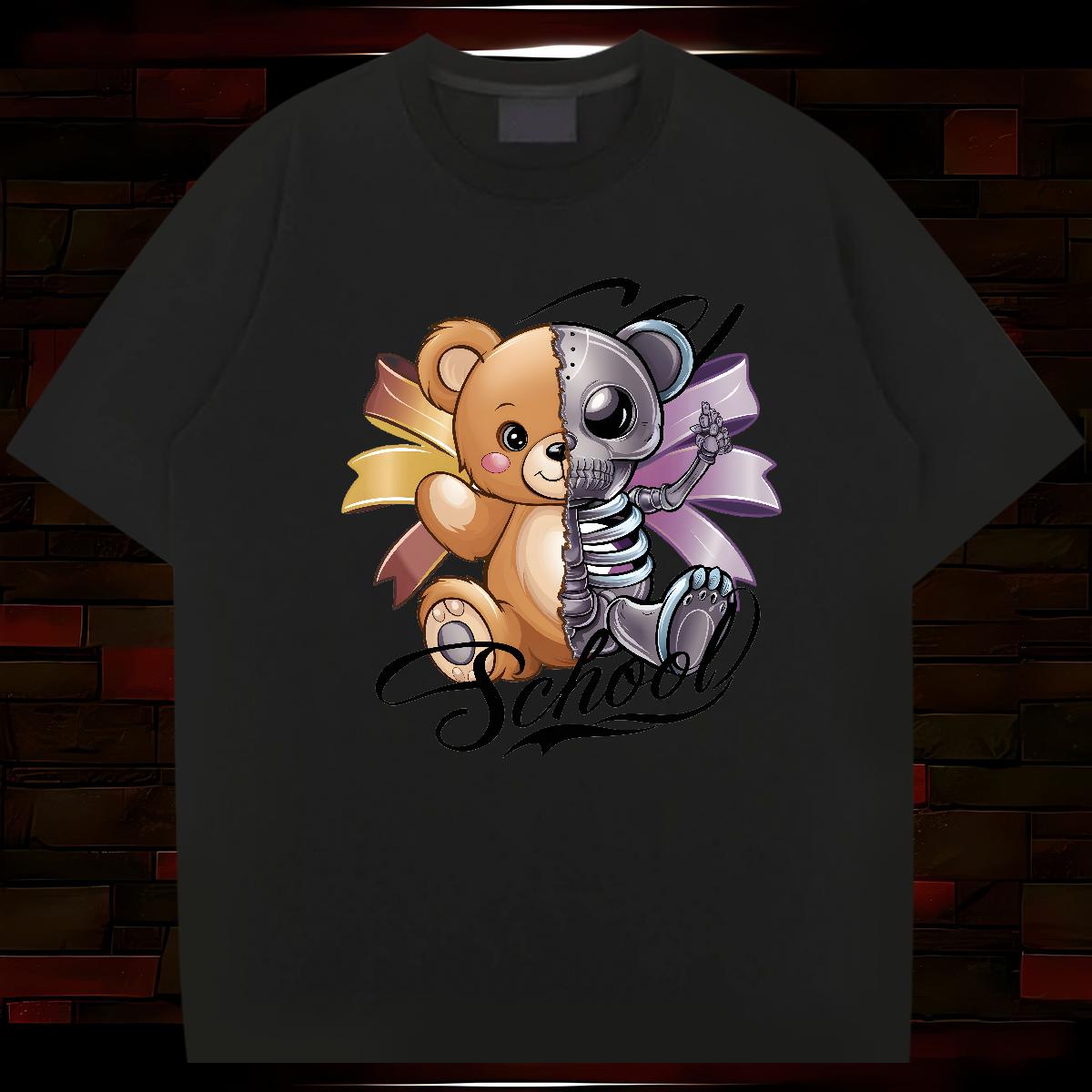 Classic Man T Shirts bear 230g Cotton Home Outdoor Breathable Short Sleeve Men Tshirts Casual New Custom Print Oversized Clothings