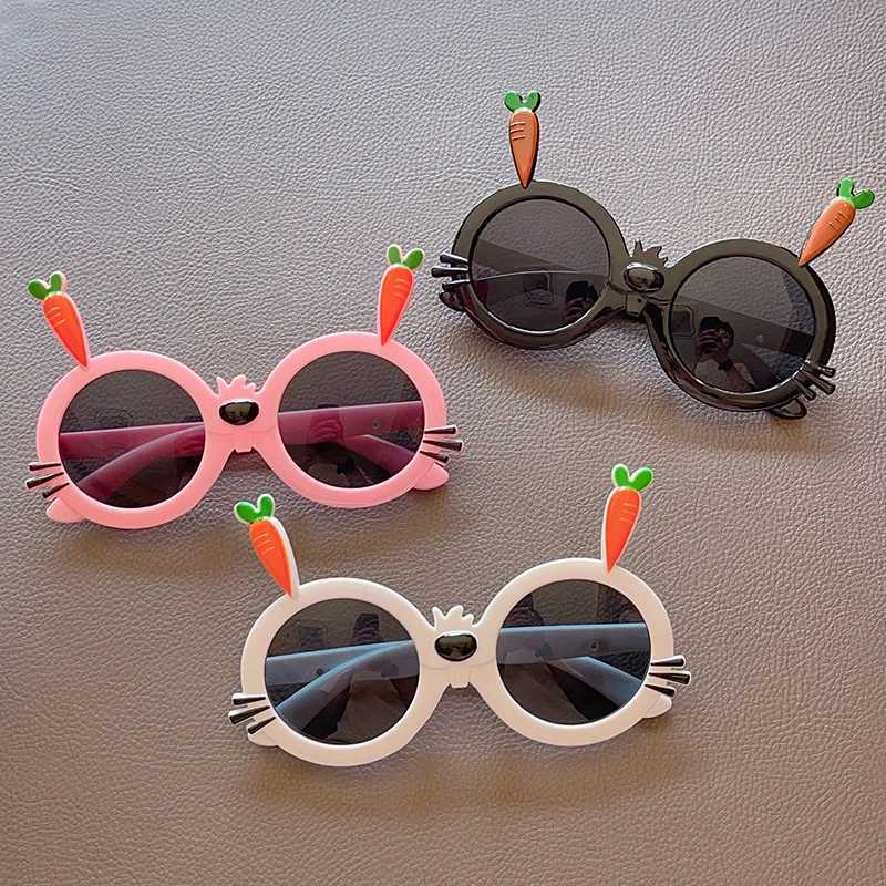 Sunglasses 2023 New Children Cute Cartoon Carrot Rabbit Sunglasses UV400 Baby Girls Outdoor Acrylic Protection Sunglasses Kids Sun Glasses