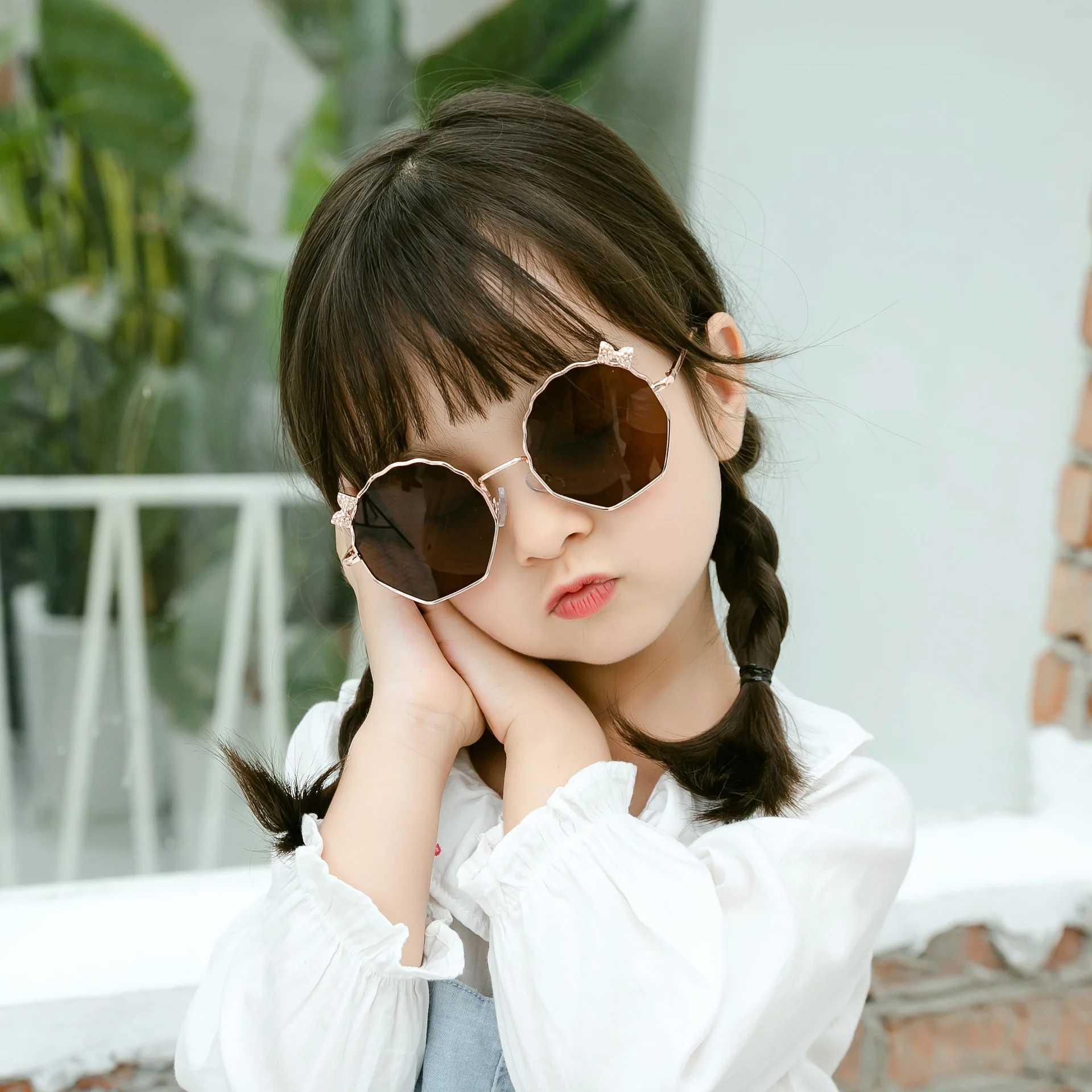 Sunglasses sunglasses childrens fashion 202 new metal bow trendy childrens glasses anti ultraviolet sunglasses b149