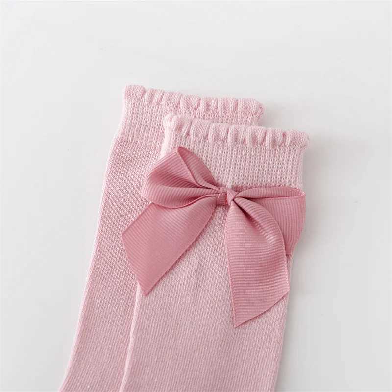 Lawadka 5 pairs/pack childrens girls socks cotton bow baby long socks fashion princess childrens girls socks 0-7 years inventory 2024W240715