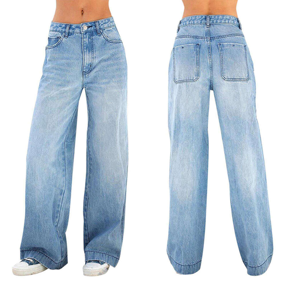 Wholesale Custom Plus Size Women's 100% Cotton Fashion Baggy Jeans Denim Pants For mujer