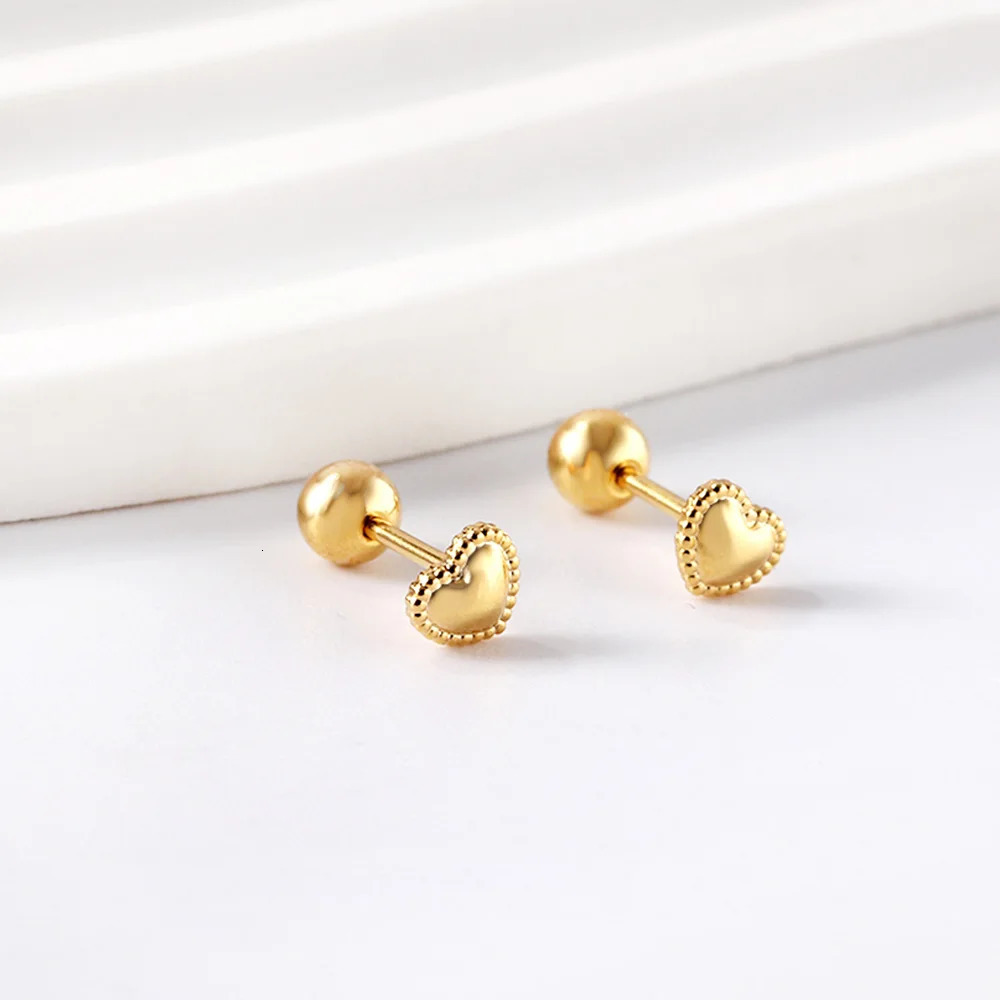 LUXUKISSKIDS Tiny Stud Earrings For Children Tiny Heart Shape Wholesale Screw Pack Piercing 12pairs/Lots Jewelry Small Business 240710