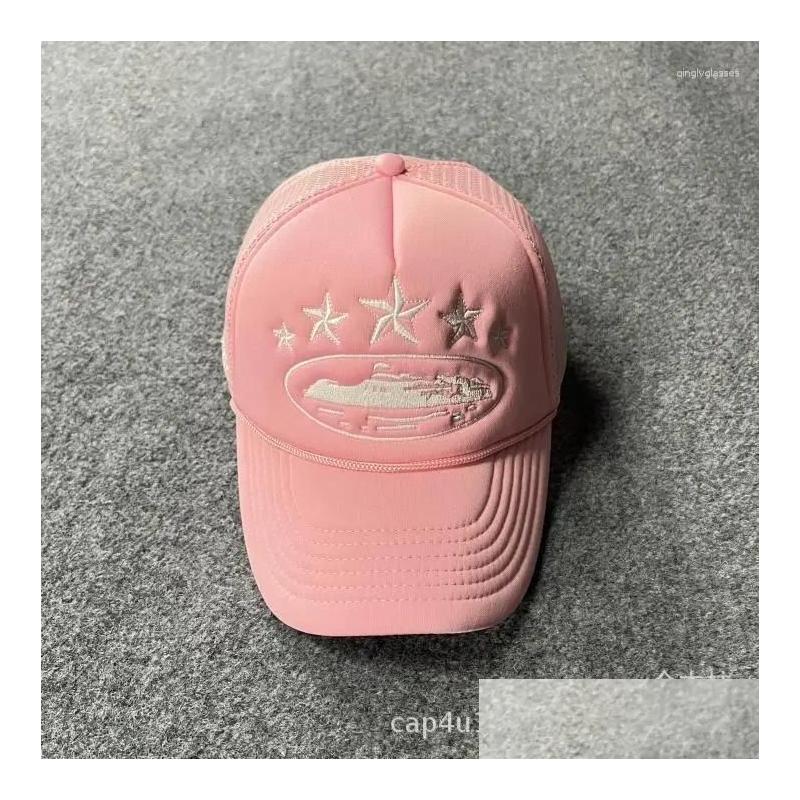 Ball Caps 2024 Arrived Star Embroidered Mens Baseball Cap Mesh Trucker Hat Summer Snapback Retro Male Beach Headdress Drop Delivery Otjd1