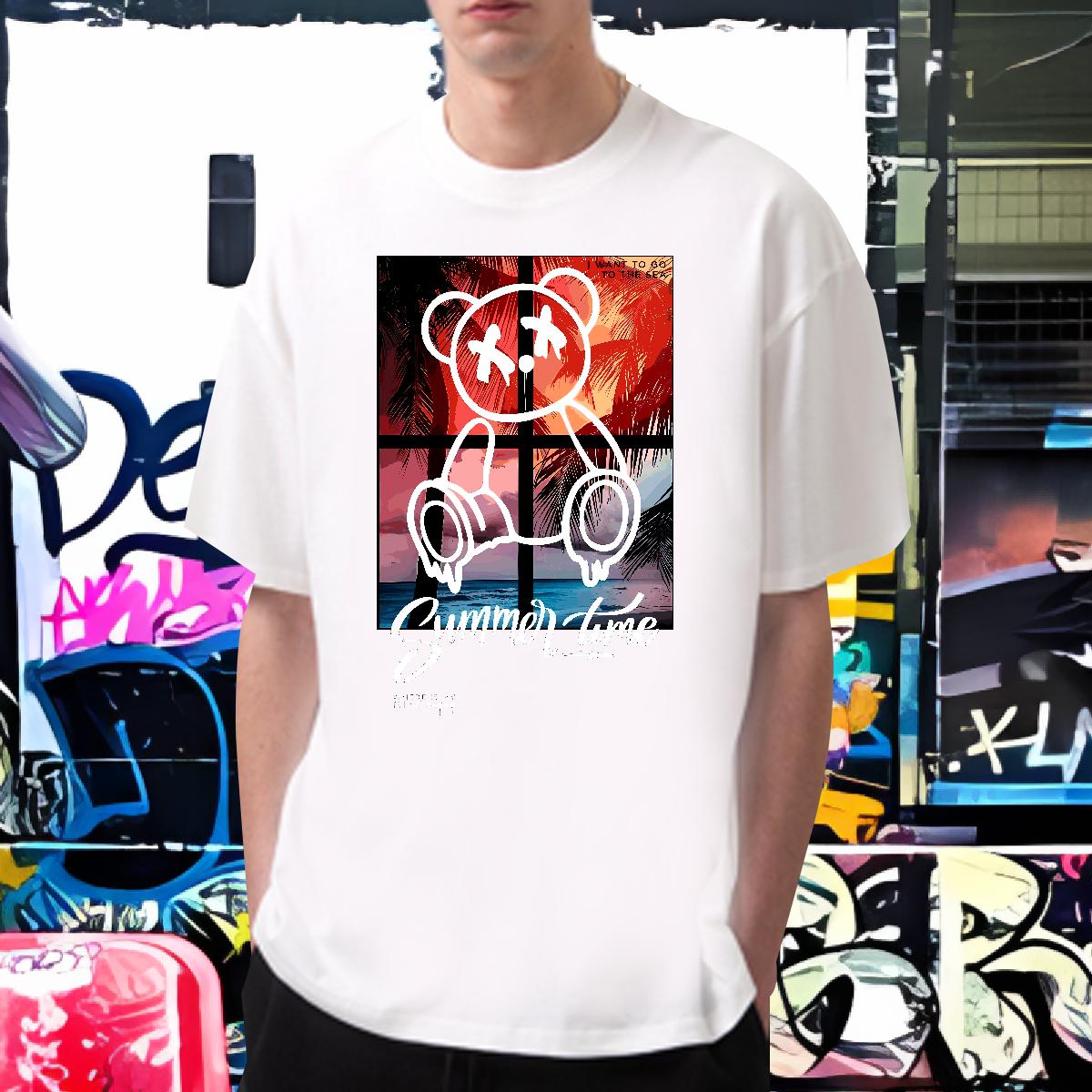 New Arrival Men T Shirts Graffiti Art 230g Cotton Graphic Tshirt for Man Woman Spring Summer Round Neck Short Sleeve High Quality Tops