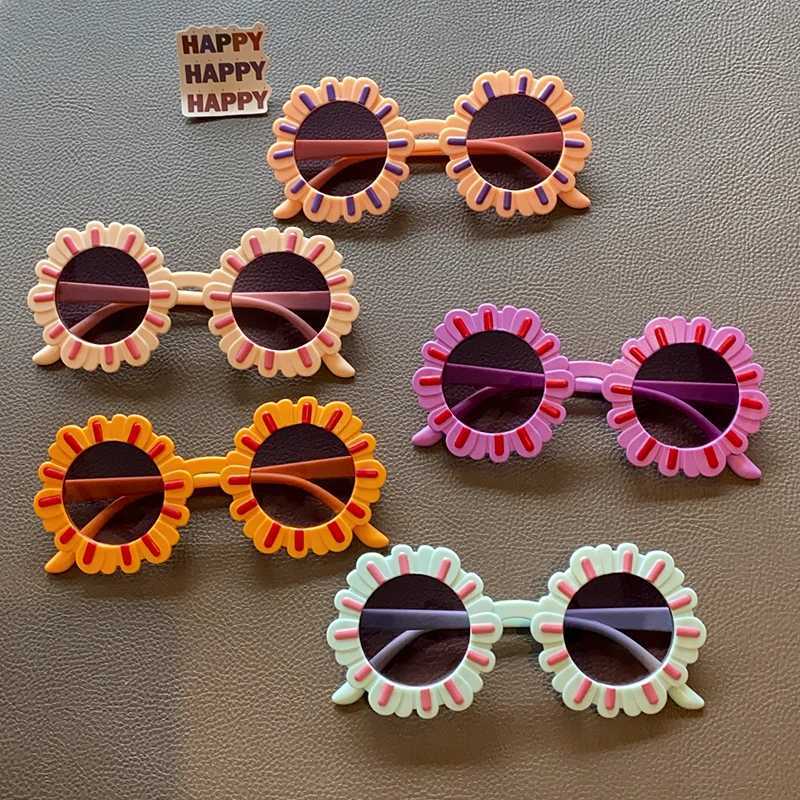 Sunglasses 2023 New Children Cute Colorful Round Flowers Sunglasses UV400 Fashion Outdoor Girls Boys Protection Sunglasses Kids Sun Glasses