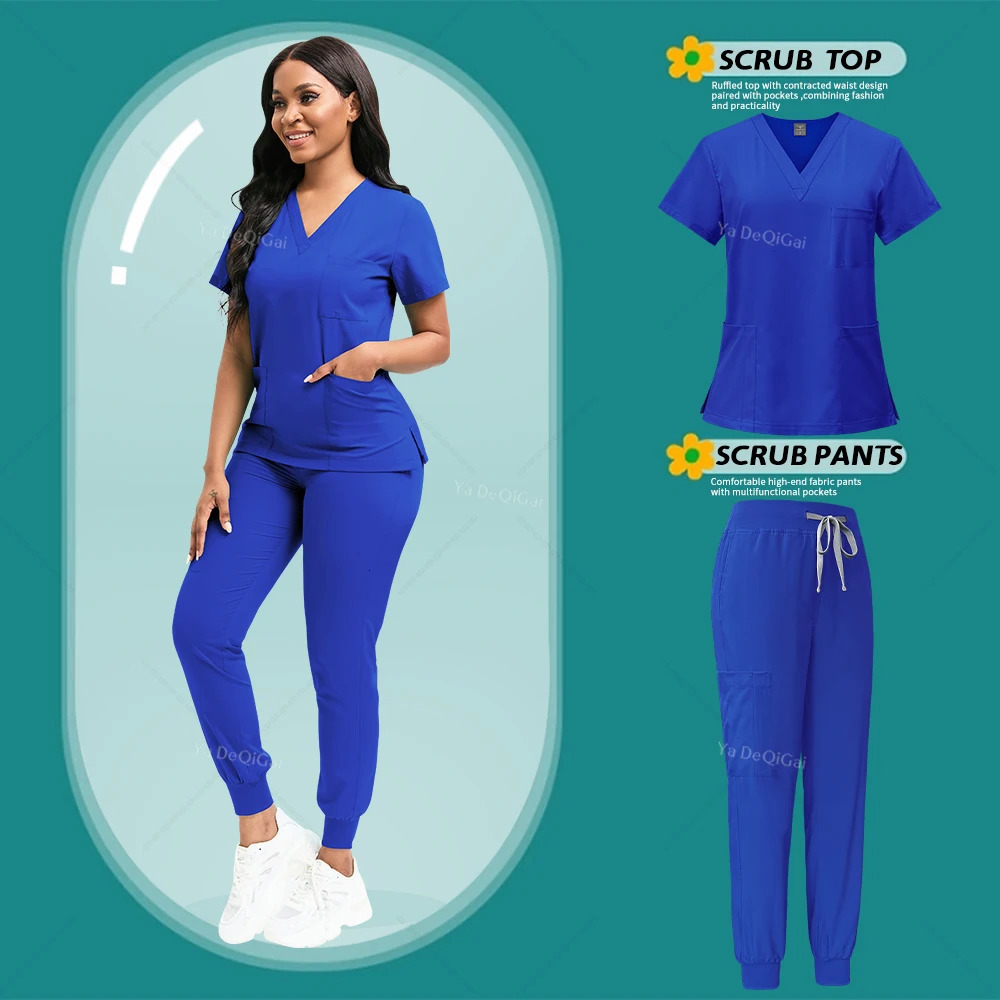 est Nursing White Doctor Nurse Uniforms Women Men Scrubs Set Clothing Beauty Salon Workwear 240715