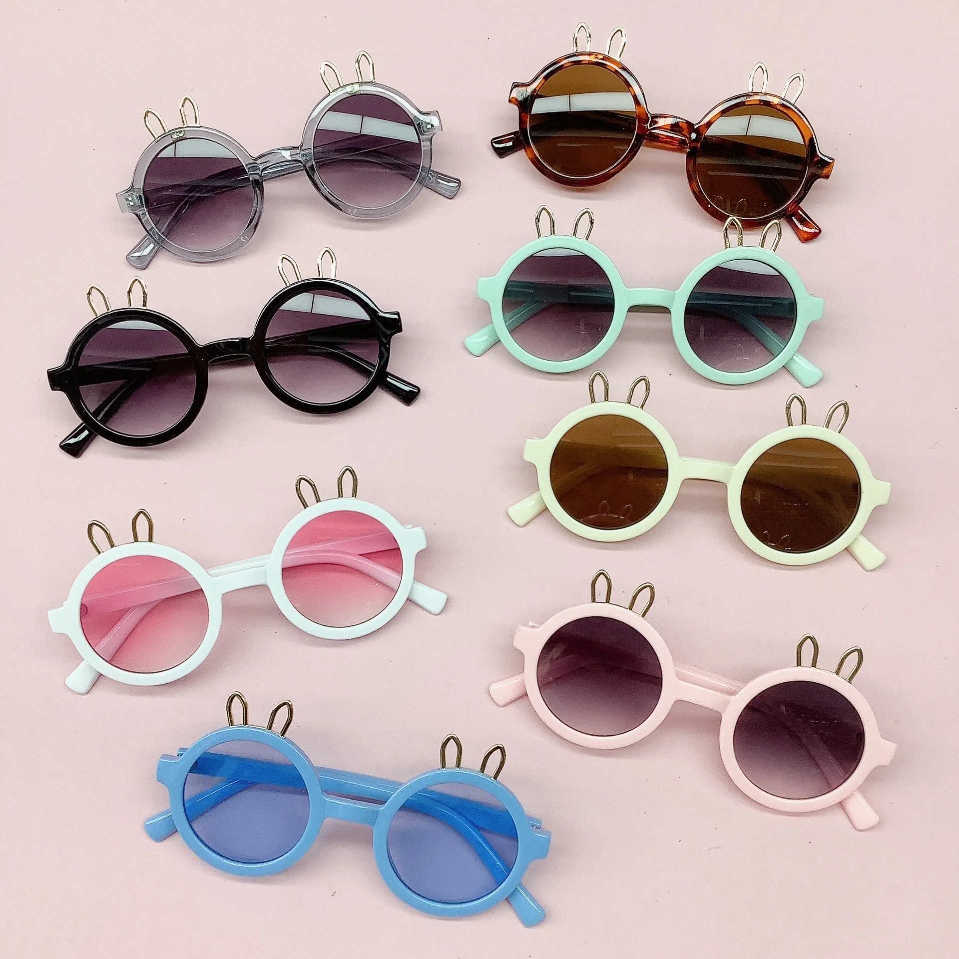 Sunglasses New childrens sunglasses Cute cartoon metal ear sunglasses Anti-ultraviolet sunglasses