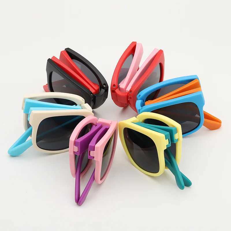Sunglasses Folding Fashionable UV Resistant Baby Sunglasses New Box Art Childrens Glasses Trend