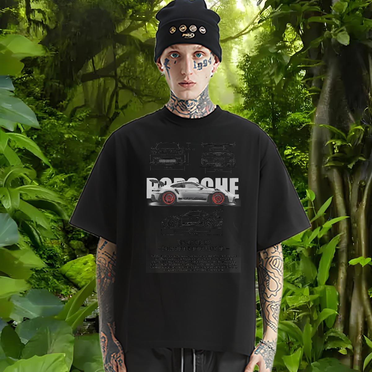 Classic T-Shirts for Men fashion 100% Cotton 230g DIY Anime Couples T Shirts Beach Breathable Crew Neck Cotton 5A Tops