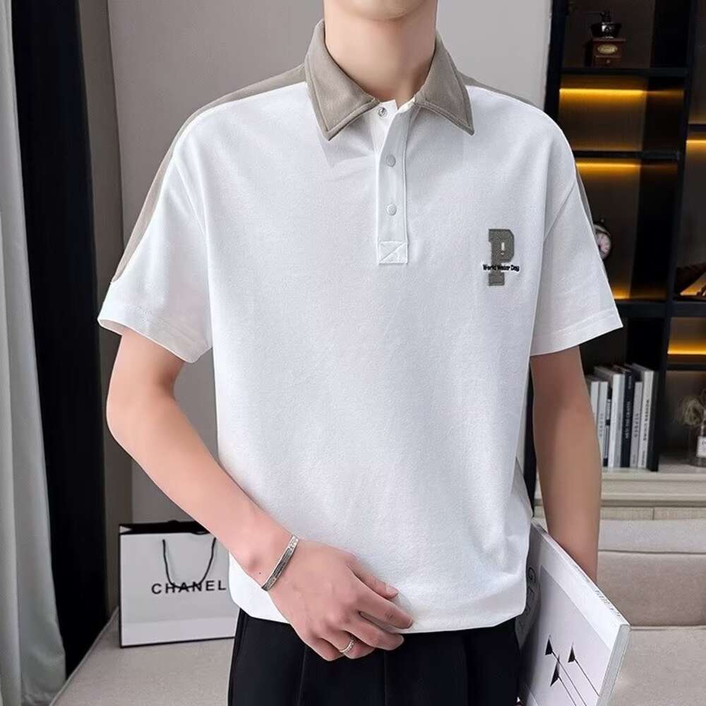 Summer Short sleeved T-shirt for Men's Youth Fashion Brand Trendy Versatile High School Student Casual Collar POLO Shirt