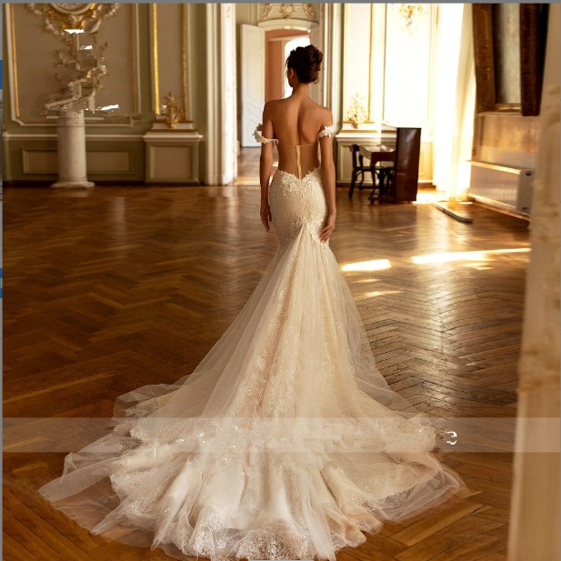 NOVIAS Mermaid Dresses For Women 2024 Sexy Off Shoulder Backless Sweetheart Appliques Lace Romantic Wedding Gown