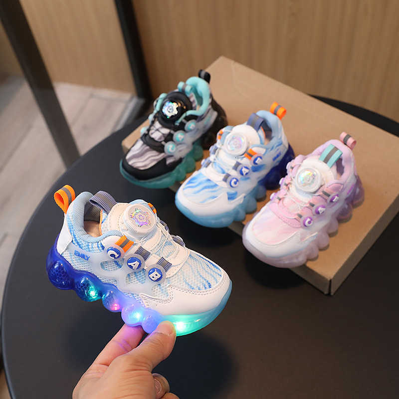 Sneakers Spring New Children's Sports Shoes Children Light up Shoes, Breathable Mesh Shoes for Small and Medium sized Children Flashing Light Rot
