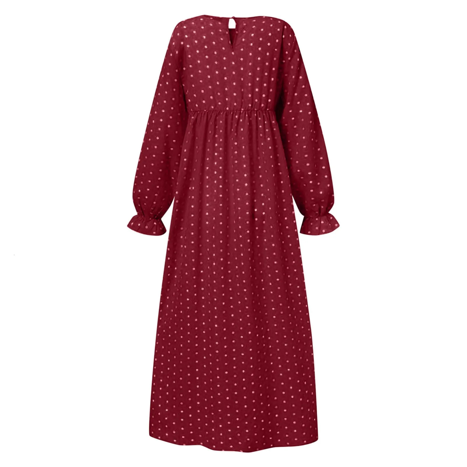 Bohemian Polka Dot Muslim Dresses Abaya Ramadan Dubai Turkey Kaftan For Women Modest Robe Islam Clothing 240715