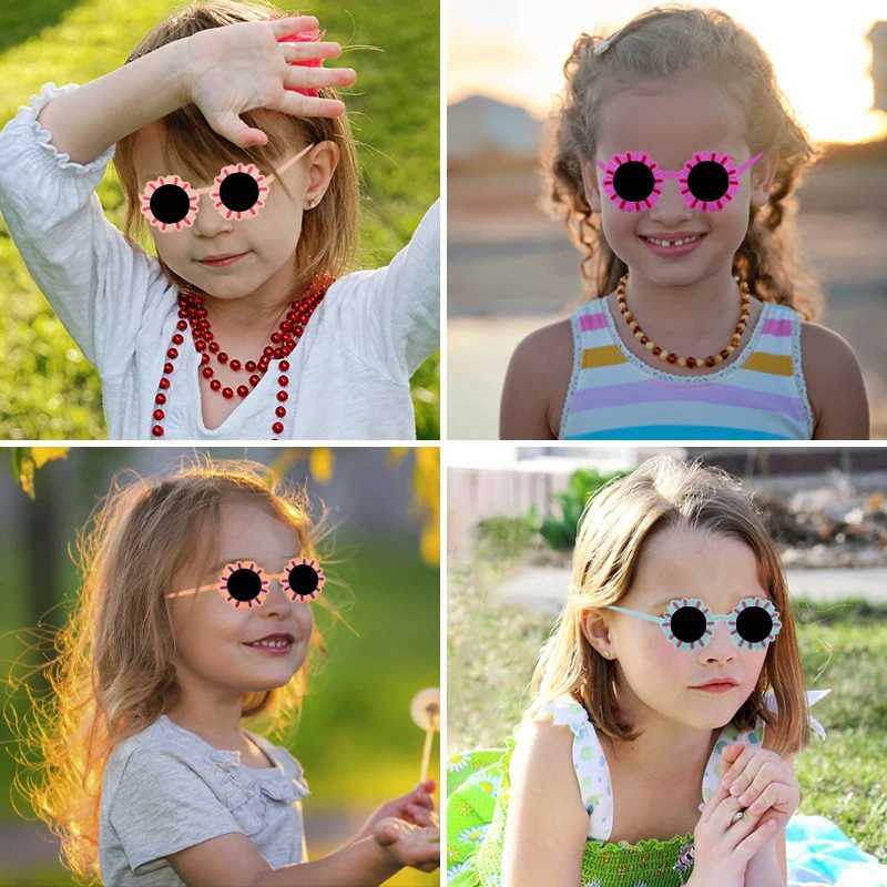 Sunglasses 2023 New Children Cute Colorful Round Flowers Sunglasses UV400 Fashion Outdoor Girls Boys Protection Sunglasses Kids Sun Glasses