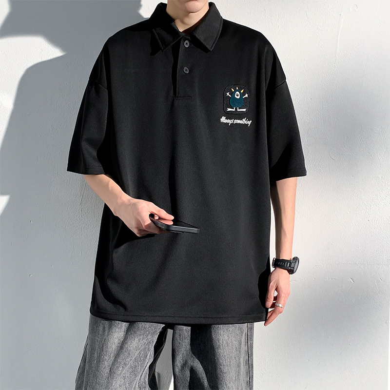 2024 Summer New Short sleeved Shirt Loose and Versatile Fashion Brand Simple Polo Neck T-shirt