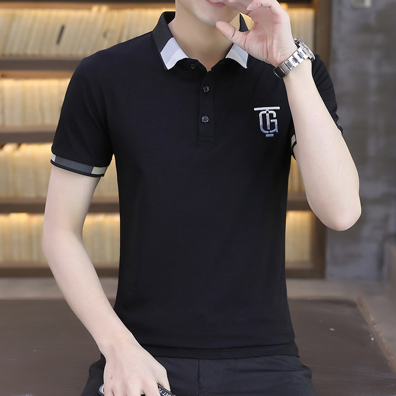 New Summer Trend Korean Edition Pure Cotton POLO Shirt Leading Short sleeved T-shirt Men's Flip Collar Clothes