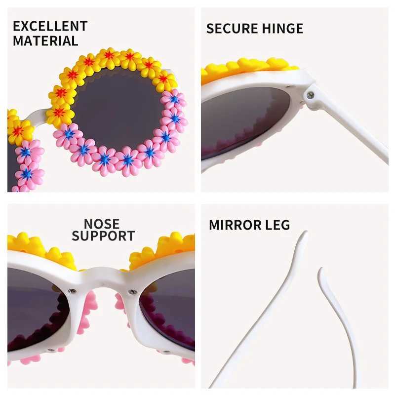 Sunglasses New Children Cute Acrylic Flower UV400 Sunglasses Baby Girls Lovely Outdoor Sun Protection Sunglasses Kid Eye Protection Glasses