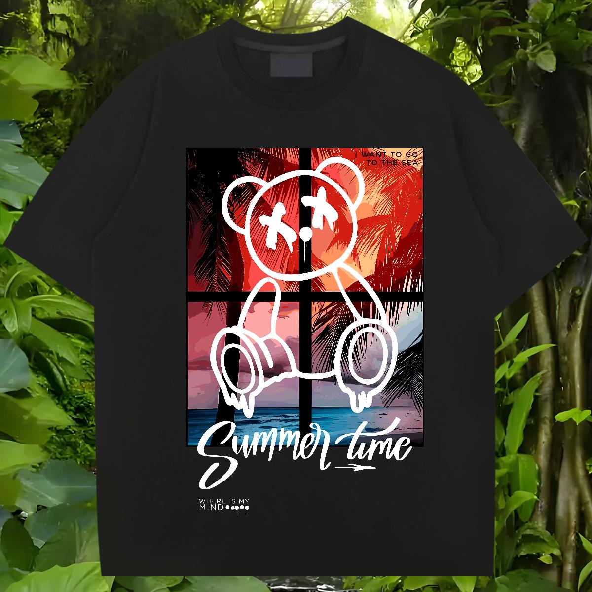 2024 DIY Men T Shirts Graffiti Art 230g Cotton Custom Printing Outdoor Tshirts Short sleeve Cotton Soft Cool