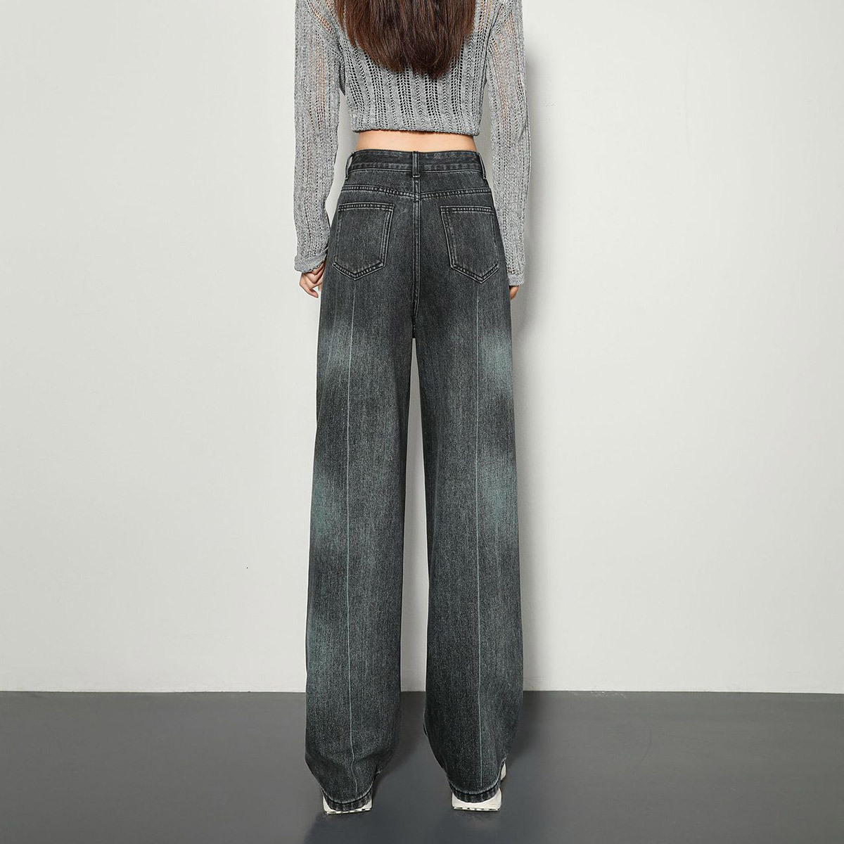 Wide ladies pants boyfriend fashion cargo high waisted loose slim straight leg denim women's jeans