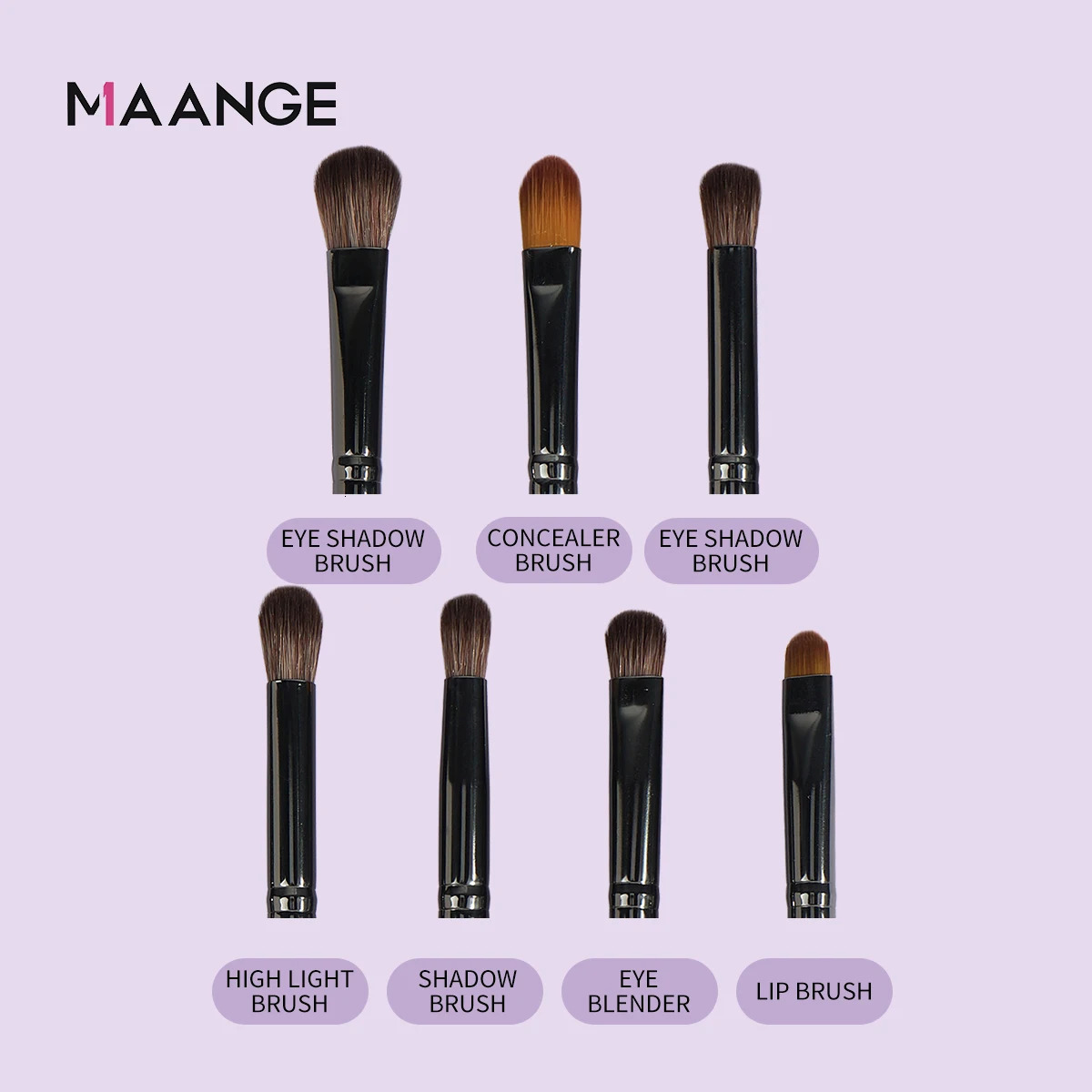 MAANGE eye shadow Makeup Brush Kit 7pcs eye shadow Makeup Brush Set Mixed Soft Synthetic Bristle Lip Brush Cosmetic Beauty Tool 240715