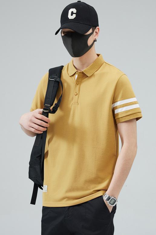 Summer new trendy polo shirt collar short sleeved t-shirt made of pure cotton elastic quality men's clothing